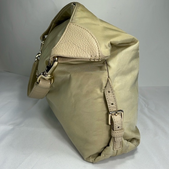 Dooney & Bourke Tan/Cream Hobo Satchel Bag, Nylon & Leather - Picture 6 of 16